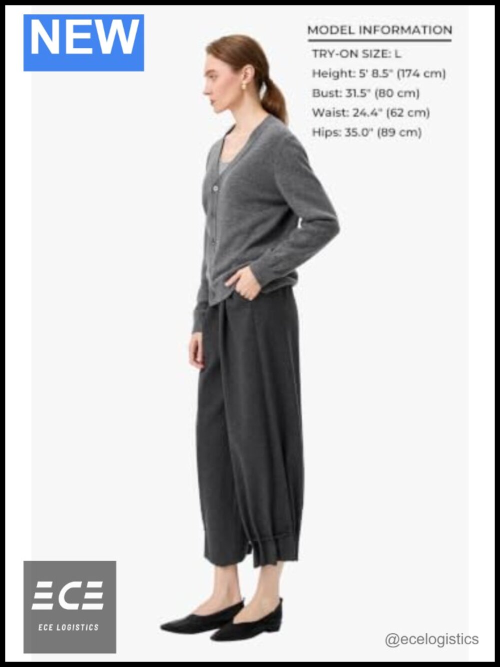 Merino Wool Cardigan V-Neck Shell Button Sweater - Picture 5 of 6